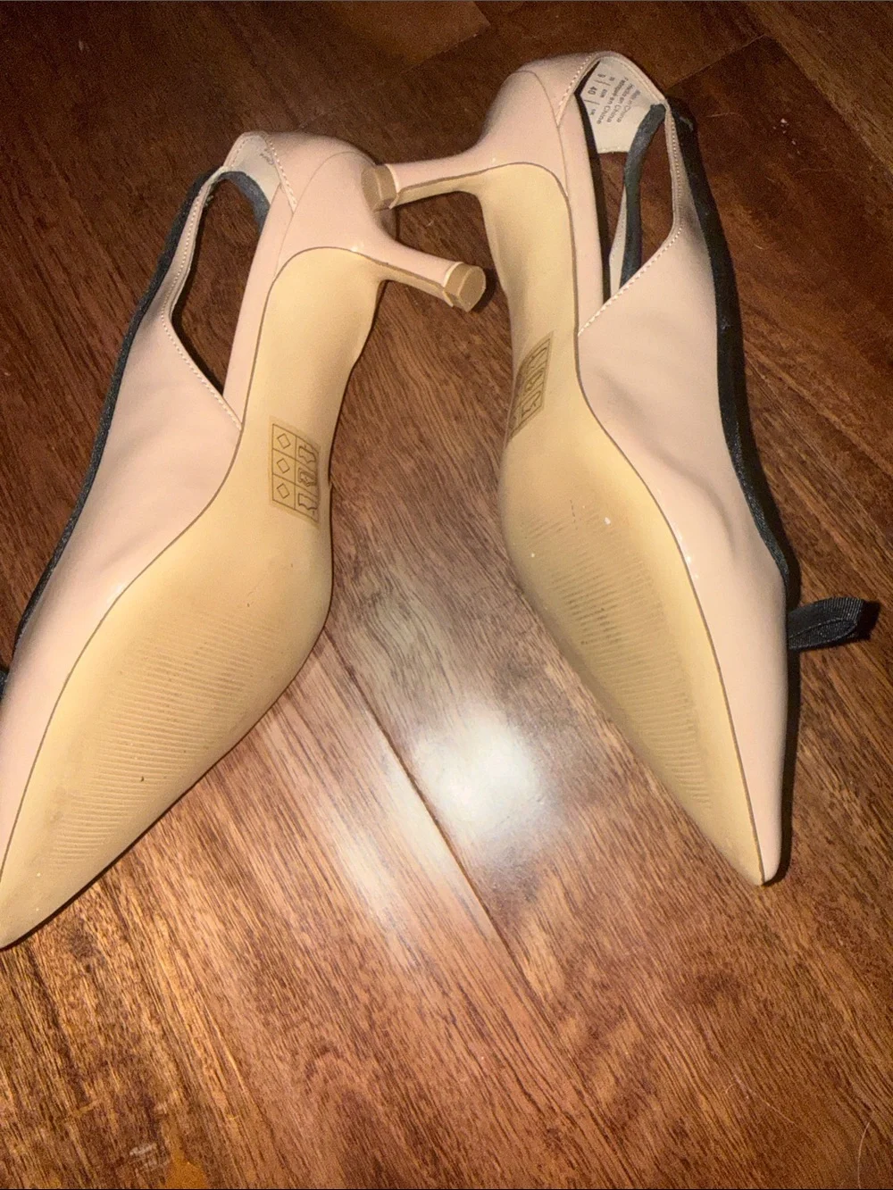 Draper James Beige Pointed-Toe Slingback Flats with Black Trim